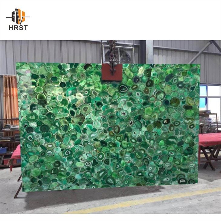 Nature Gemstone Green Agate Panel