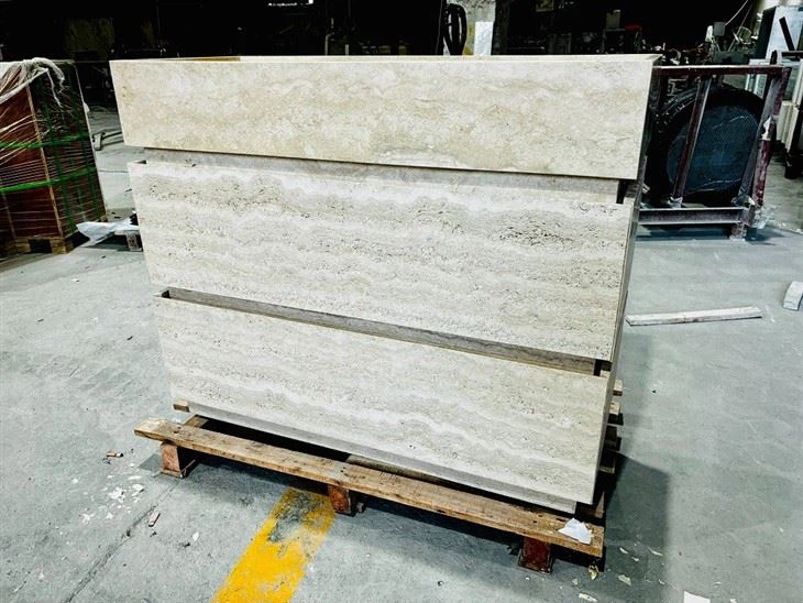  travertine sink and vanity cabinets